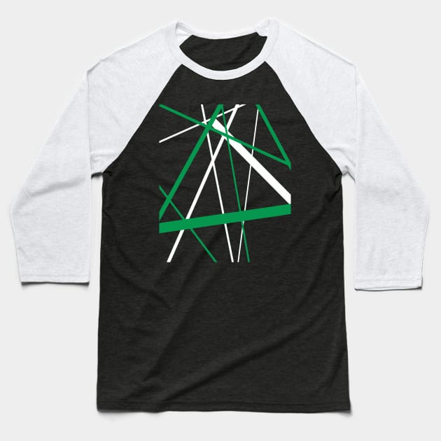 Criss Cross Green and White Lines Baseball T-Shirt by taiche